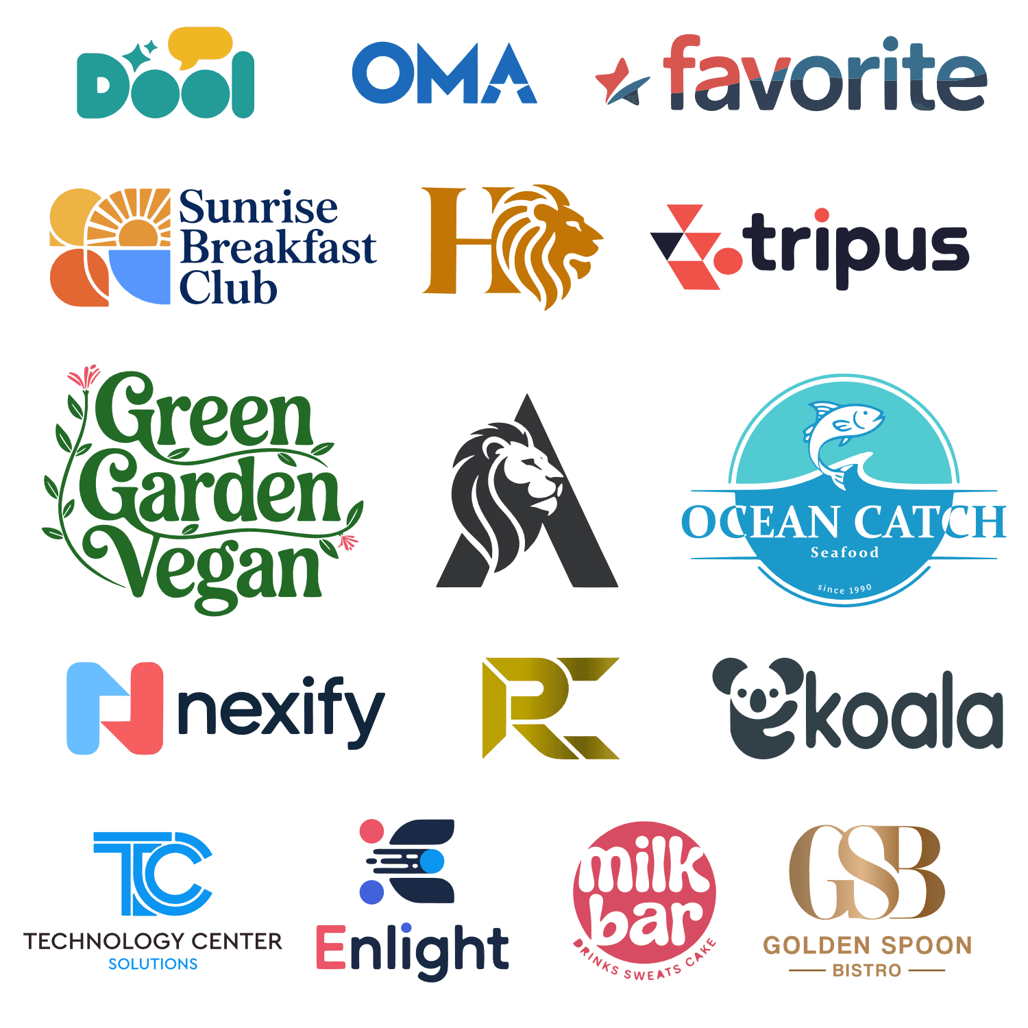 Variety of logo styles you can explore with Weditt AI Studio